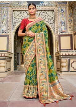 Green Pure Dola Designer Saree